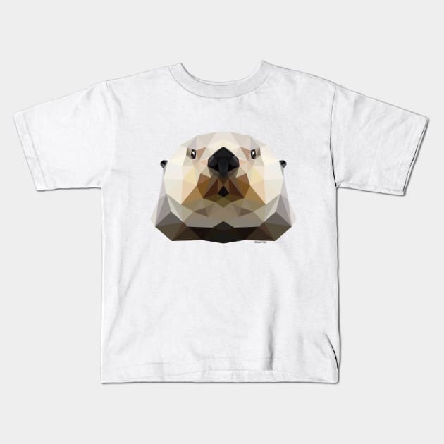 Sea Otter Kids T-Shirt by GeometricWildlife